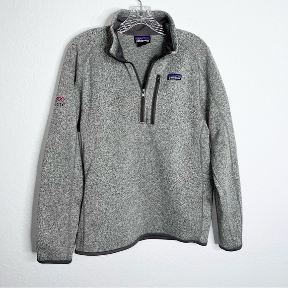 Patagonia Better Sweater Men’s Medium Fleece Grey 1/4 Zip Jacket Company Logo - Picture 1 of 9